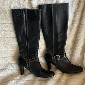 Franco Fortini Black Leather Mid Calf Boots